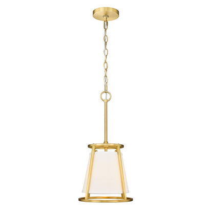 Z-Lite Lenyx 1 Light 10" Mini Pendant, Rubbed Brass/White - 1935MP-RB