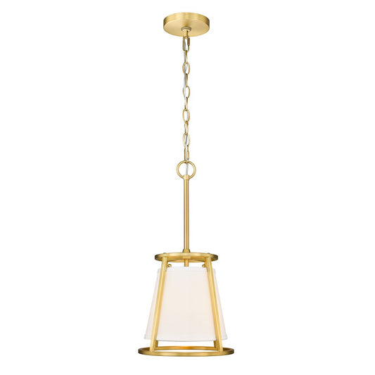 Z-Lite Lenyx 1 Light 10" Mini Pendant, Rubbed Brass/White - 1935MP-RB