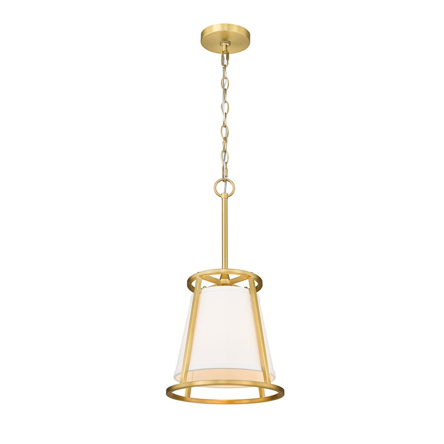 1 Light 10" Mini Pendant, Rubbed Brass