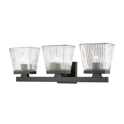 Z-Lite Astor 3 Light Vanity, Matte Black/Clear - 1936-3V-MB