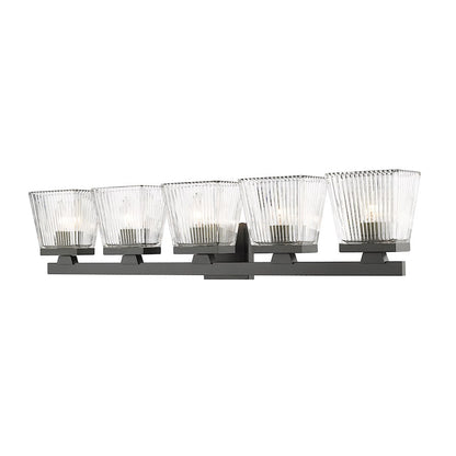 Z-Lite Astor 5 Light Vanity, Matte Black/Clear - 1936-5V-MB