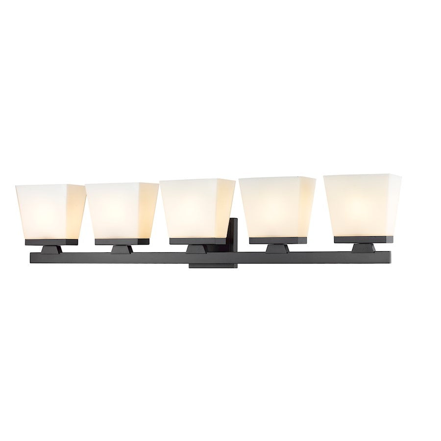 Z-Lite Astor 5 Light Vanity, Matte Black/Etched Opal - 1937-5V-MB