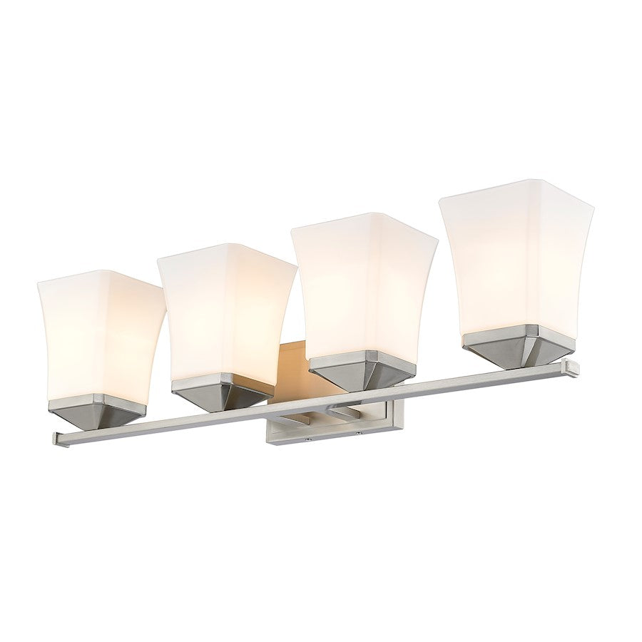 4 Light Bathroom Vanity Light, Etched Opal