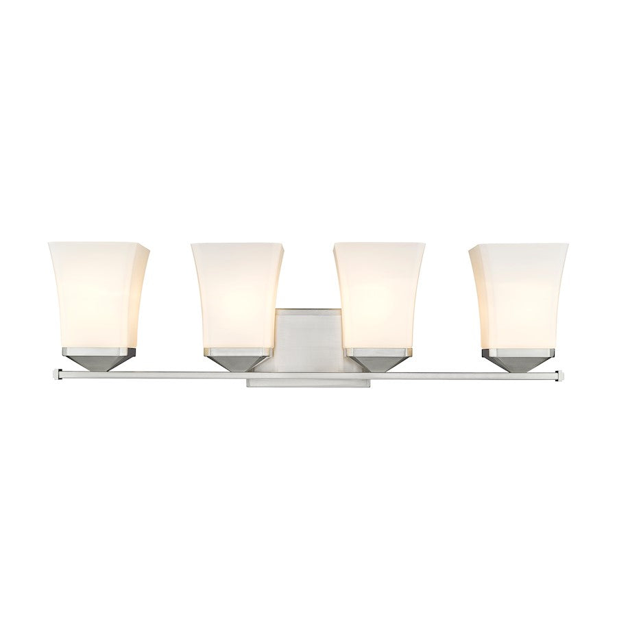 4 Light Bathroom Vanity Light, Etched Opal