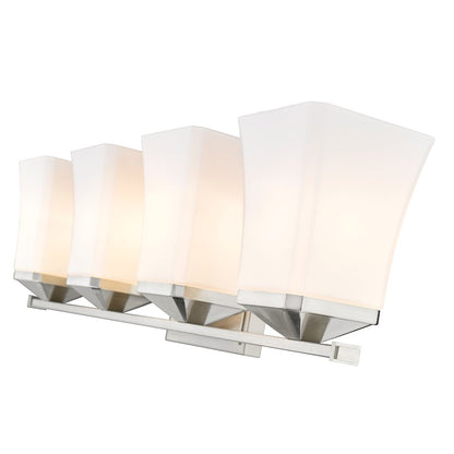 4 Light Bathroom Vanity Light, Etched Opal