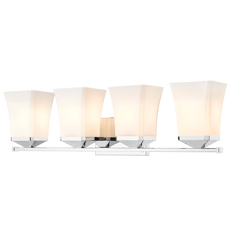 4 Light Bathroom Vanity Light, Etched Opal