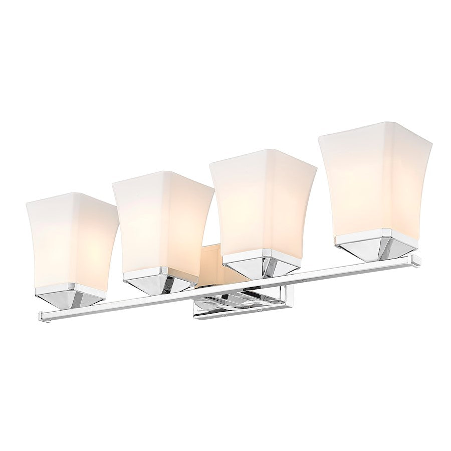 4 Light Bathroom Vanity Light, Etched Opal