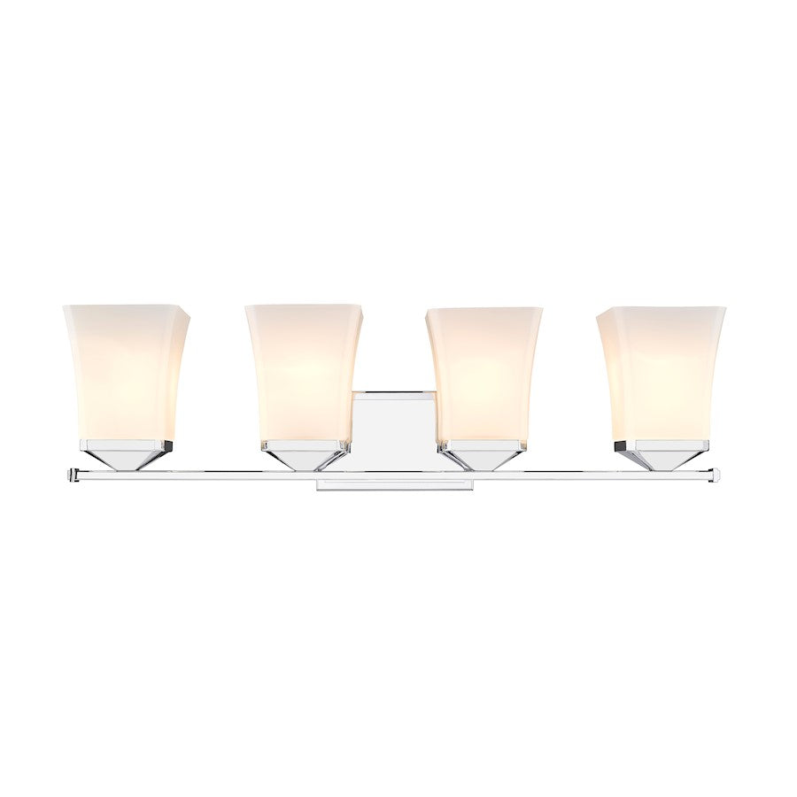 4 Light Bathroom Vanity Light, Etched Opal