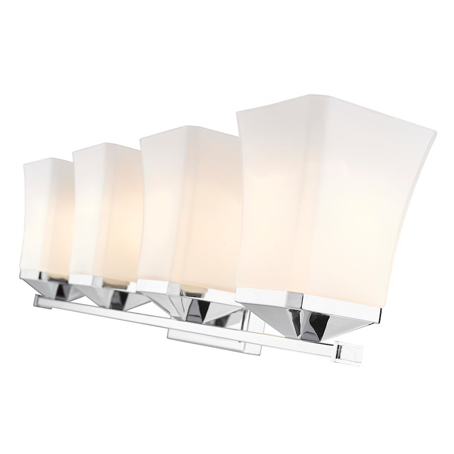 4 Light Bathroom Vanity Light, Etched Opal