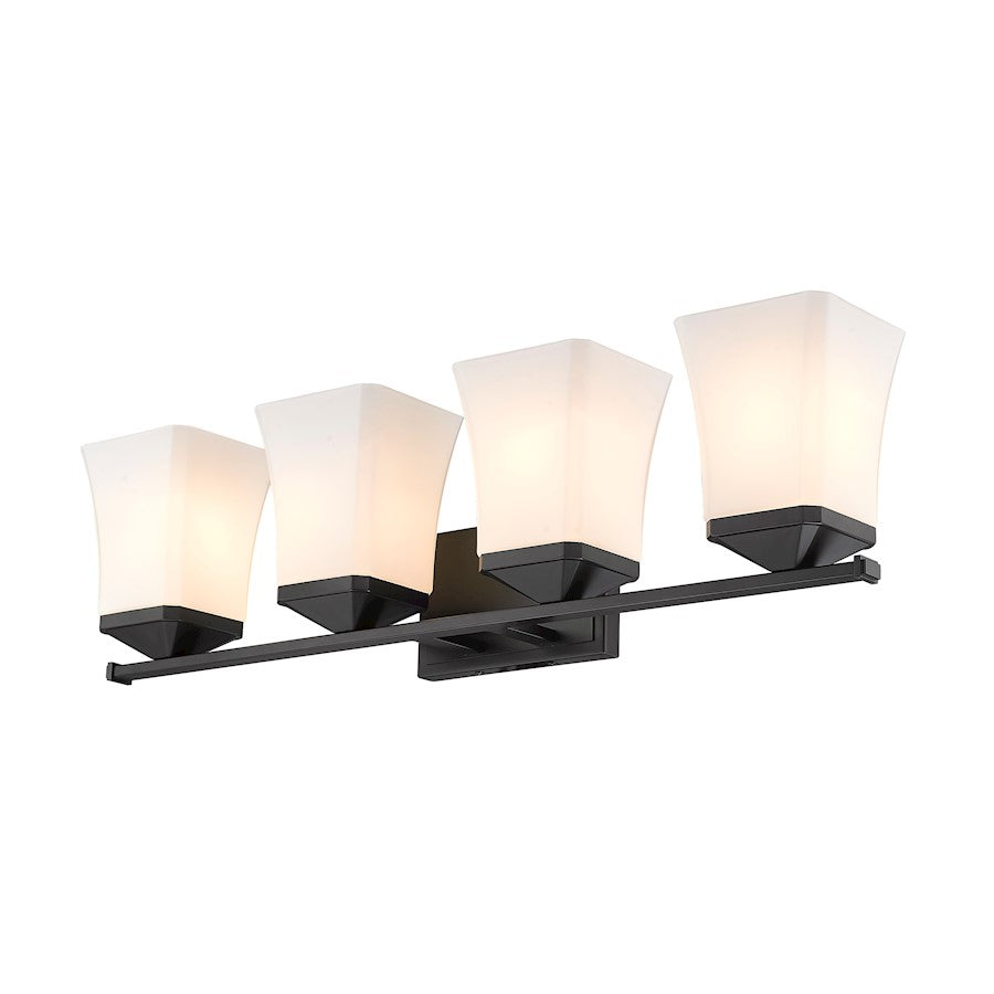 4 Light Bathroom Vanity Light, Etched Opal