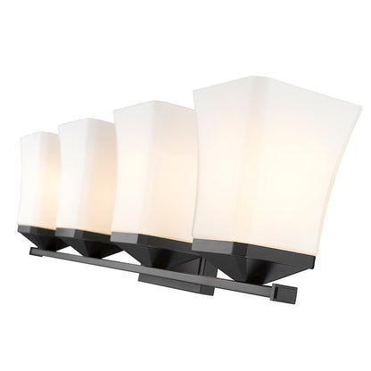 4 Light Bathroom Vanity Light, Etched Opal