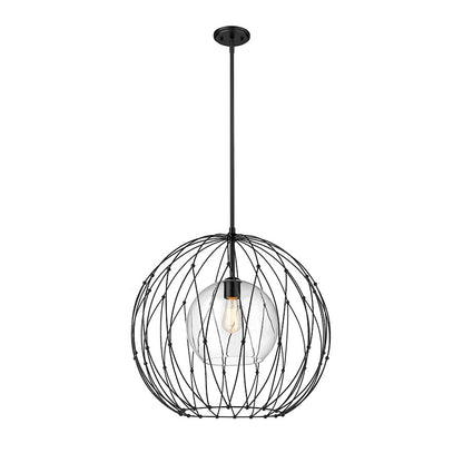 Z-Lite Elle 1 Light 24" Pendant, Matte Black/Clear - 1940P24-MB