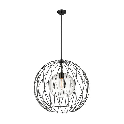 1 Light Pendant, Matte Black/Clear