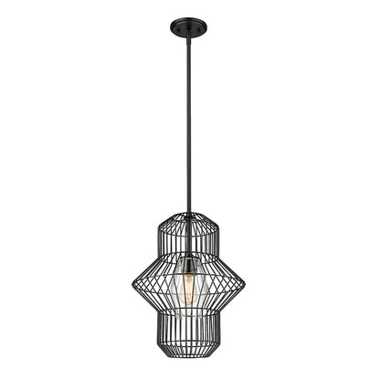 Z-Lite Orsay 1 Light 15" Pendant, Matte Black/Clear - 1941P15-MB