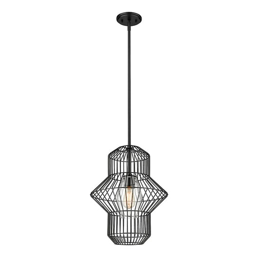 Z-Lite Orsay 1 Light 15" Pendant, Matte Black/Clear - 1941P15-MB