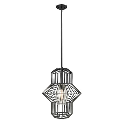 1 Light Pendant, Matte Black/Clear