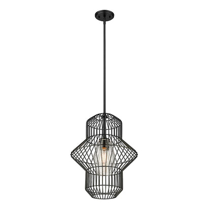 1 Light Pendant, Matte Black/Clear