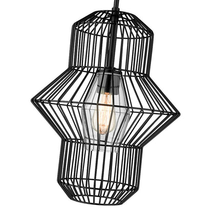 1 Light Pendant, Matte Black/Clear