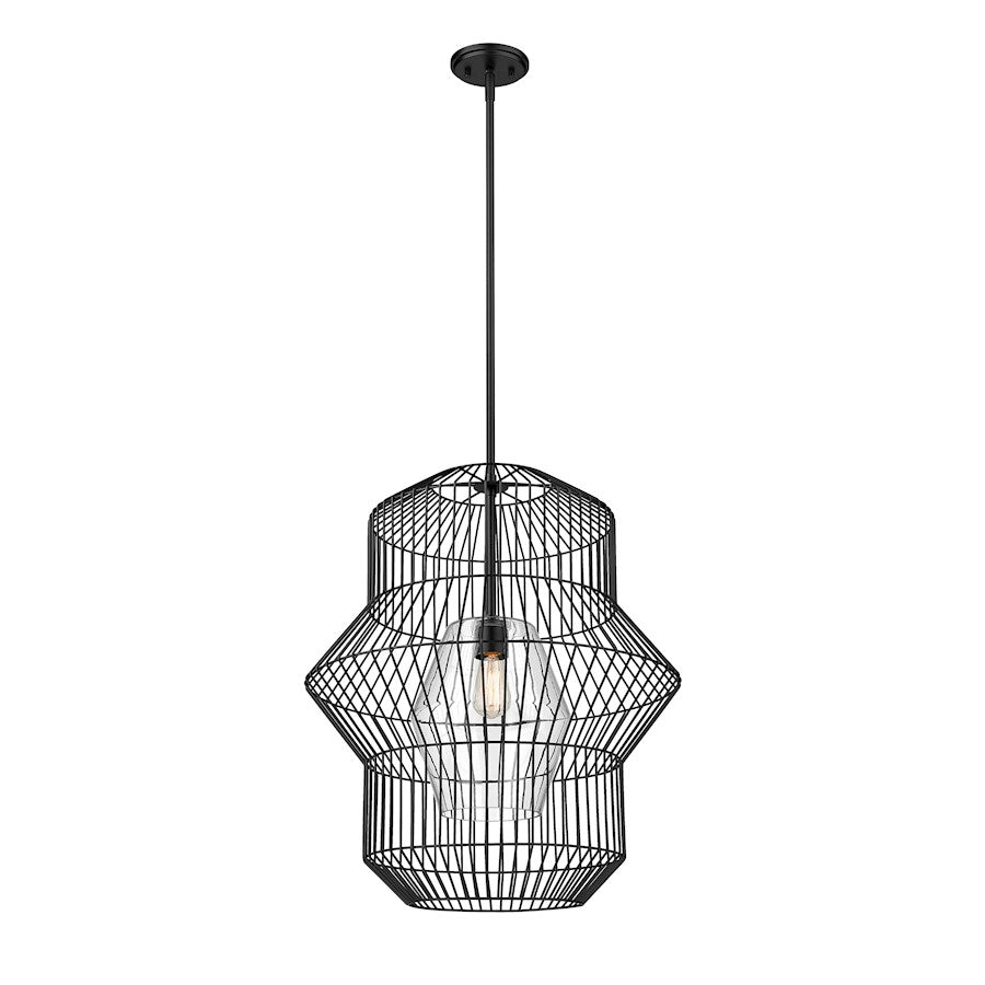 Z-Lite Orsay 1 Light 24" Pendant, Matte Black/Clear - 1941P24-MB