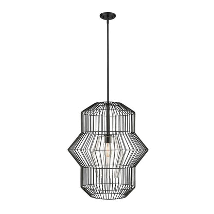 1 Light Pendant, Matte Black/Clear