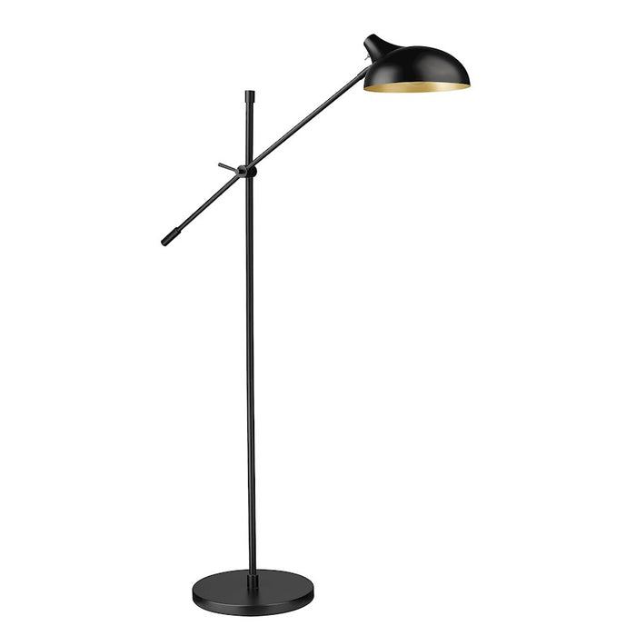 Z-Lite Bellamy 1 Light Floor Lamp, Black/Outer Black, Inner Golden