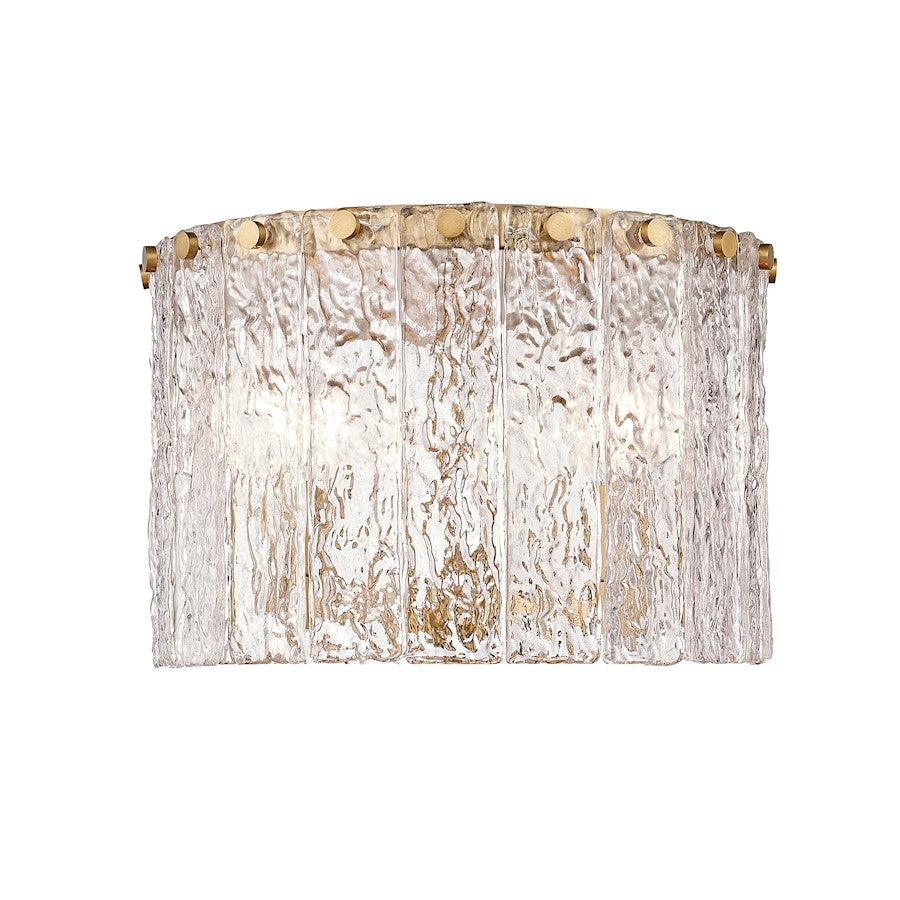 Z-Lite Glacier 3 Light Flush Mount, Modern Gold/Clear - 1943F12-MGLD