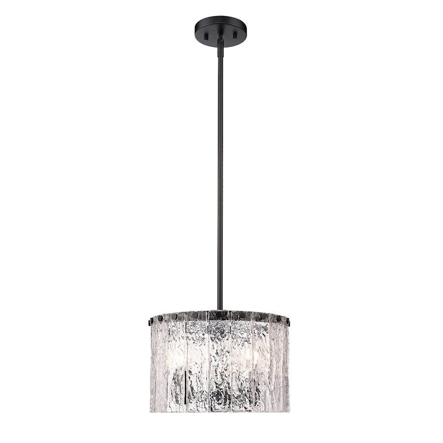 Z-Lite Glacier 3 Light Pendant, Matte Black/Clear - 1943P12-MB