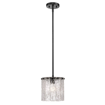 Z-Lite Glacier 1 Light Pendant, Matte Black/Clear - 1943P8-MB