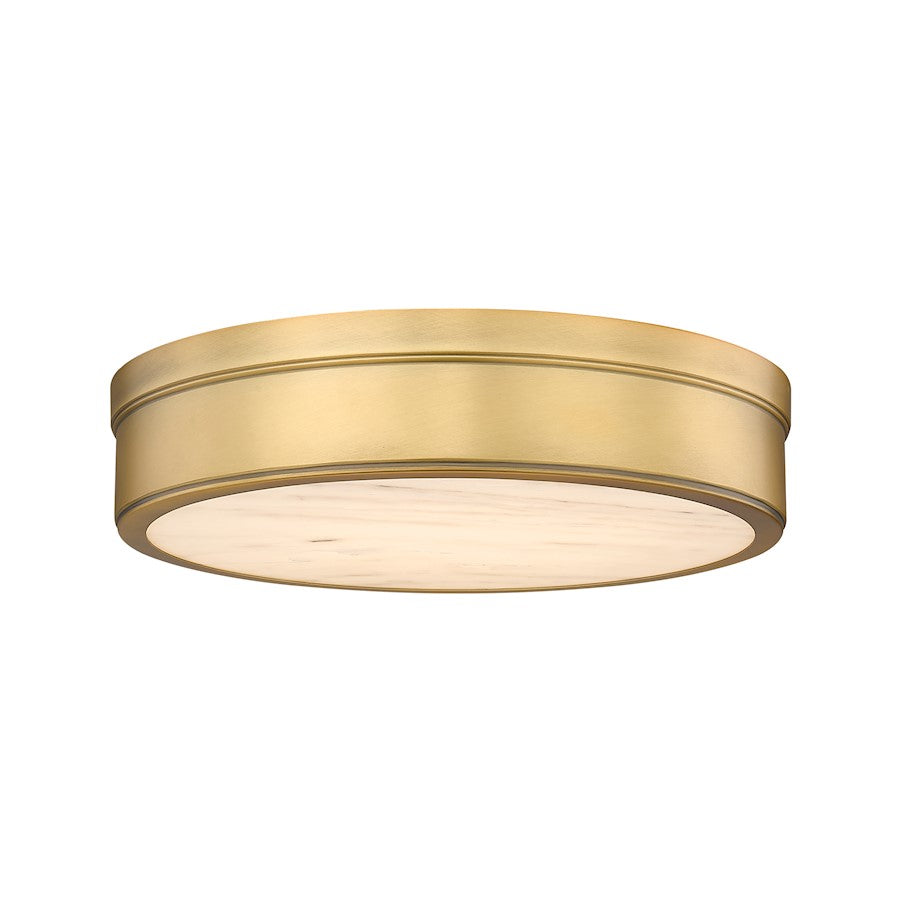 Z-Lite Anders 1 Light Flush Mount, Rubbed Brass/Marbling - 1944F15-RB-LED