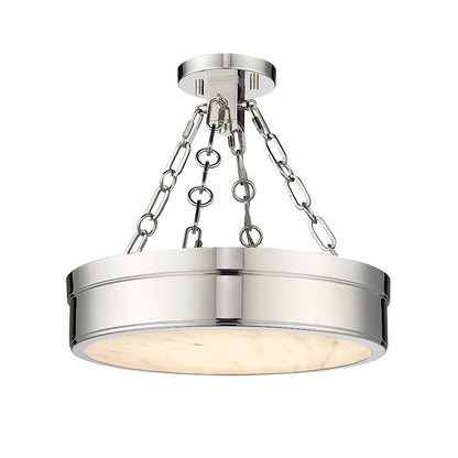 Z-Lite Anders 1 Light Semi Flush Mount, Pol Nickel/Marbling - 1944SF15-PN-LED