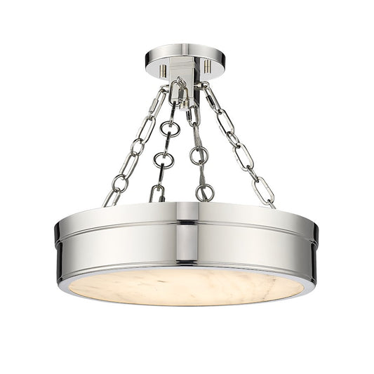 Z-Lite Anders 1 Light Semi Flush Mount, Pol Nickel/Marbling - 1944SF15-PN-LED