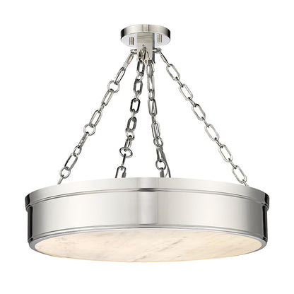 Z-Lite Anders 3 Light Semi Flush Mount, Pol Nickel/Marbling - 1944SF22-PN-LED