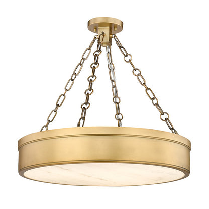 Z-Lite Anders 3 Light Semi Flush Mount, Rubbed Brass/Marbling - 1944SF22-RB-LED