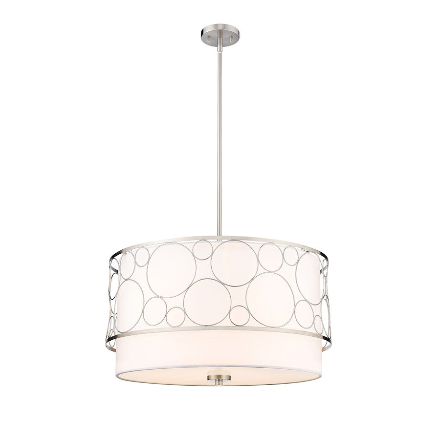 Z-Lite Kendall 4 Light Pendant, Brushed Nickel/White - 197-24BN