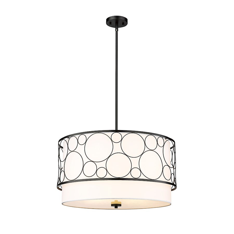 Z-Lite Kendall 4 Light Pendant, Matte Black/White - 197-24MB