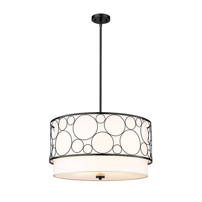 Z-Lite Kendall 4 Light Pendant, Matte Black/White - 197-24MB