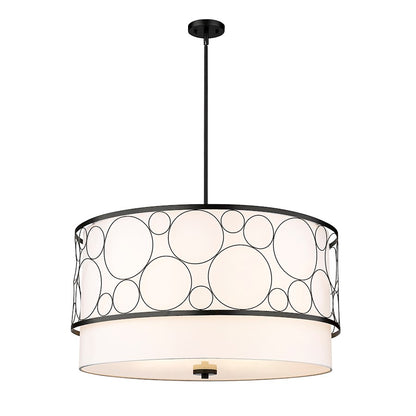 Z-Lite Kendall 5 Light Pendant, Matte Black/White - 197-32MB