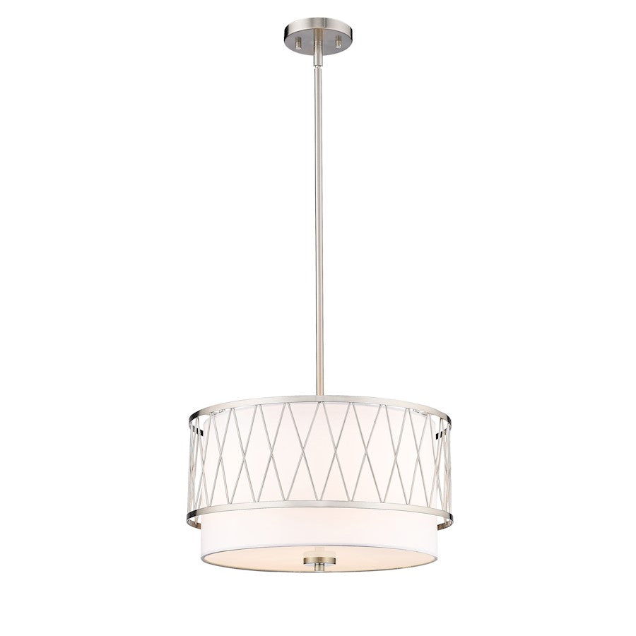 Z-Lite Dalton 3 Light Pendant, Brushed Nickel/White - 198-17BN