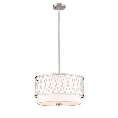 Z-Lite Dalton 3 Light Pendant, Brushed Nickel/White - 198-17BN