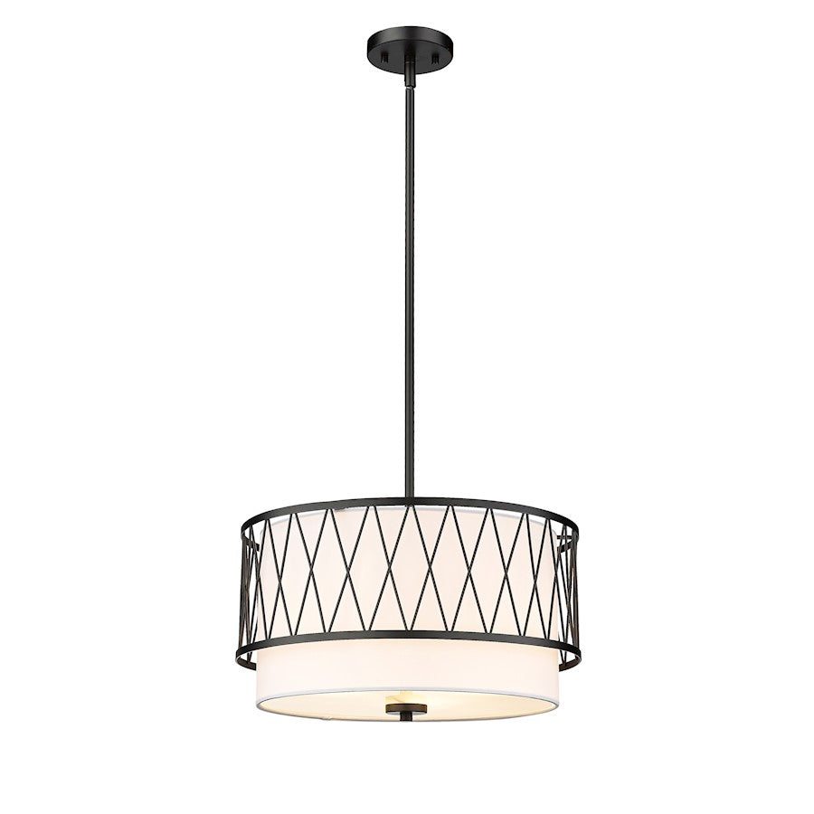 Z-Lite Dalton 3 Light Pendant, Matte Black/White - 198-17MB