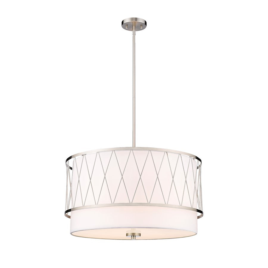 Z-Lite Dalton 4 Light Pendant, Brushed Nickel/White - 198-24BN