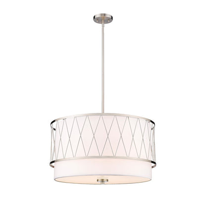 Z-Lite Dalton 4 Light Pendant, Brushed Nickel/White - 198-24BN