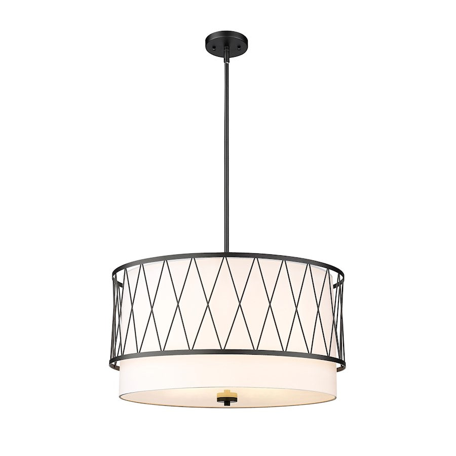 Z-Lite Dalton 4 Light Pendant, Matte Black/White - 198-24MB