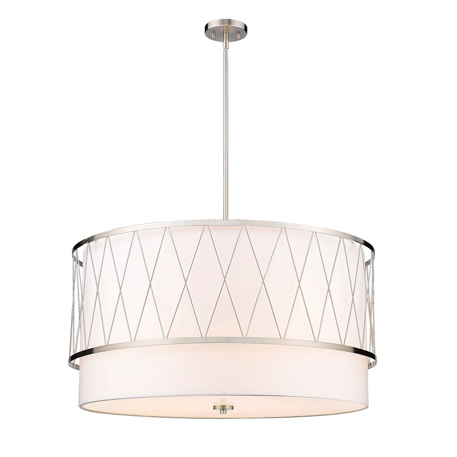 Z-Lite Dalton 5 Light Pendant, Brushed Nickel/White - 198-32BN