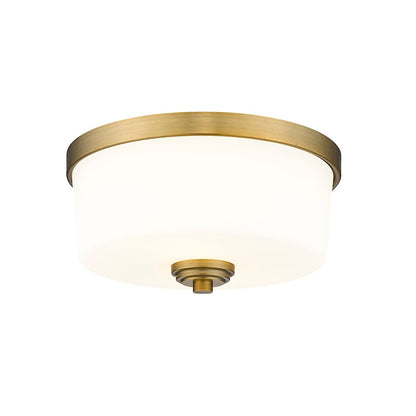 Z-Lite Arlington 2 Light Flush Mount in Heritage Brass/Etched White - 220F2-HBR