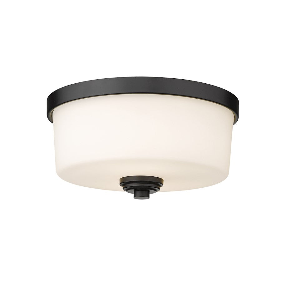 Z-Lite Arlington 2 Light 6" Flush Mount, Matte Black, Matte Opal - 220F2-MB