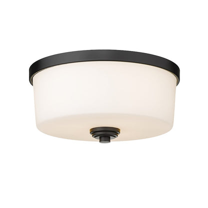 Z-Lite Arlington 3 Light 6.5" Flush Mount, Matte Black, Matte Opal - 220F3-MB