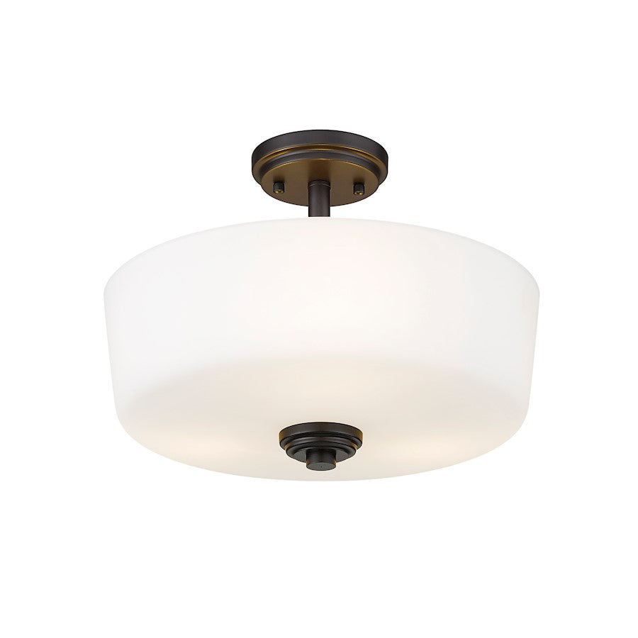 Z-Lite Arlington 3 Light 11" Semi Flush Mount, Opal