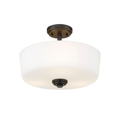 Z-Lite Arlington 3 Light 11" Semi Flush Mount, Opal