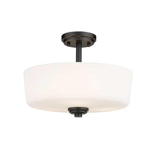 Z-Lite Arlington 3 Light 11" Semi Flush Mount, Black, Opal - 220SF3-MB